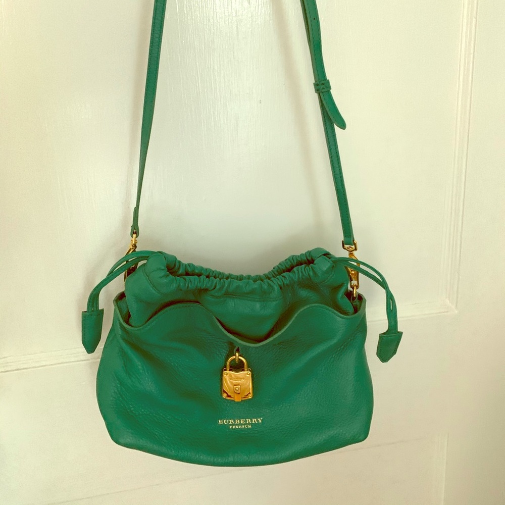 Burberry Prorsum Cinch Teal Leather Purse